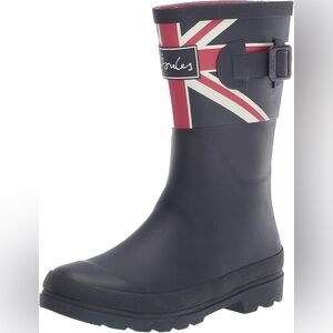 Size 2 Youth Joules Kids Rain Boots - Navy and Red